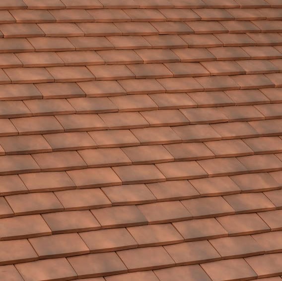 Burnt Red blend of 20x30 Edilians French Clay Roof Tiles