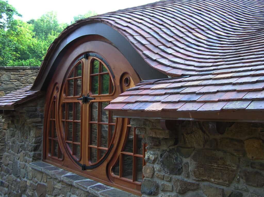 French Clay Roof Tiles used on a hobbit house. Amazing!