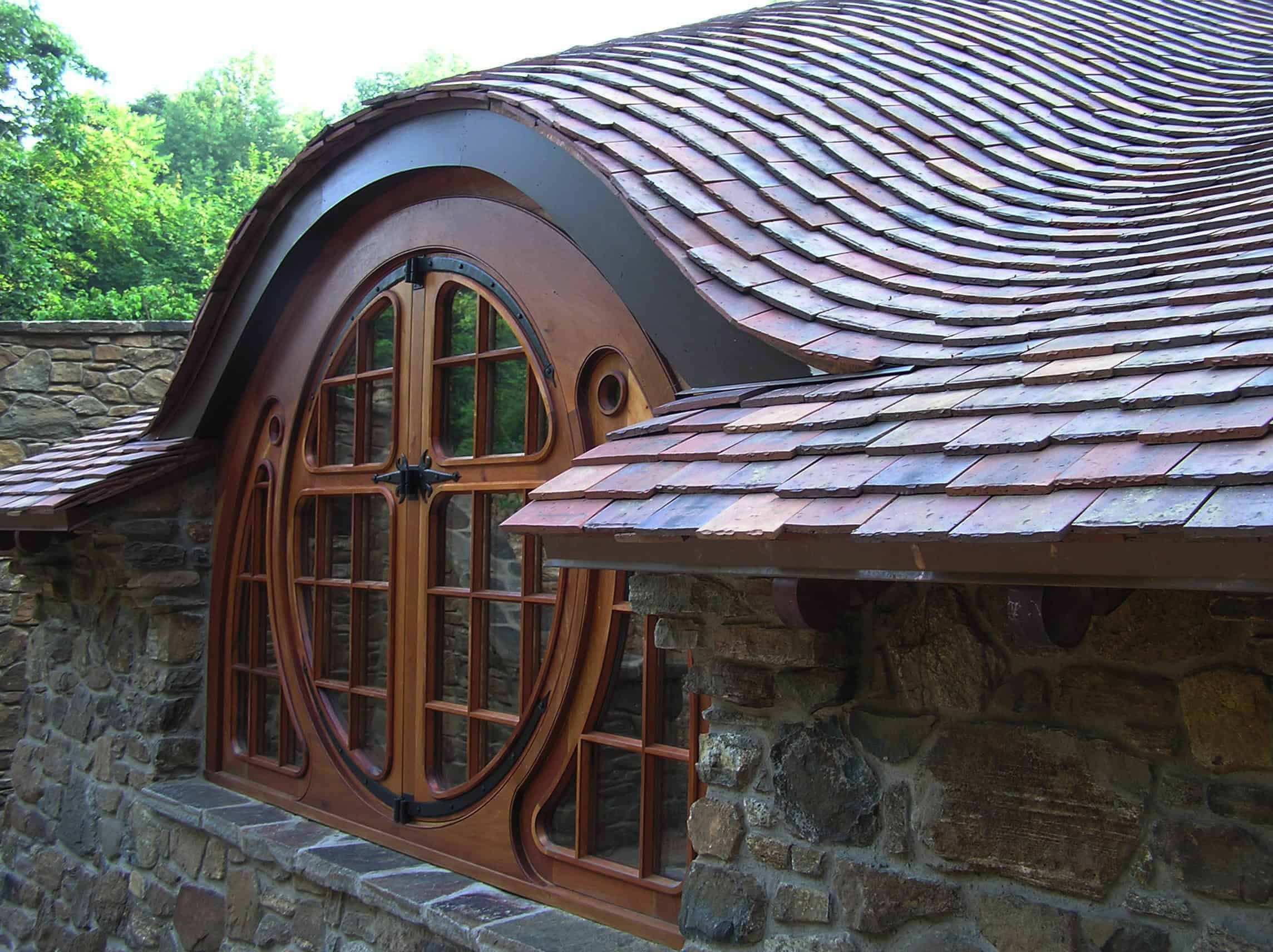 French Clay Roof Tiles used on a hobbit house. Amazing!