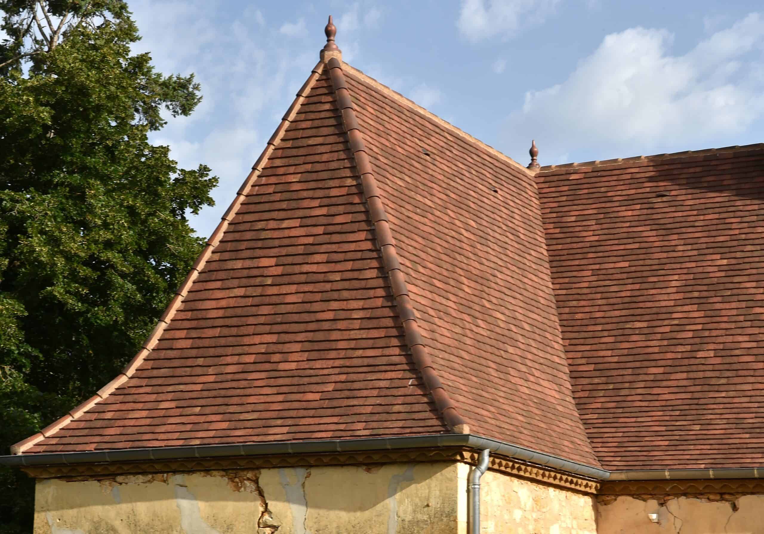 Rear View of Roof with Huguenot Gabarre Clay Roof Tiles