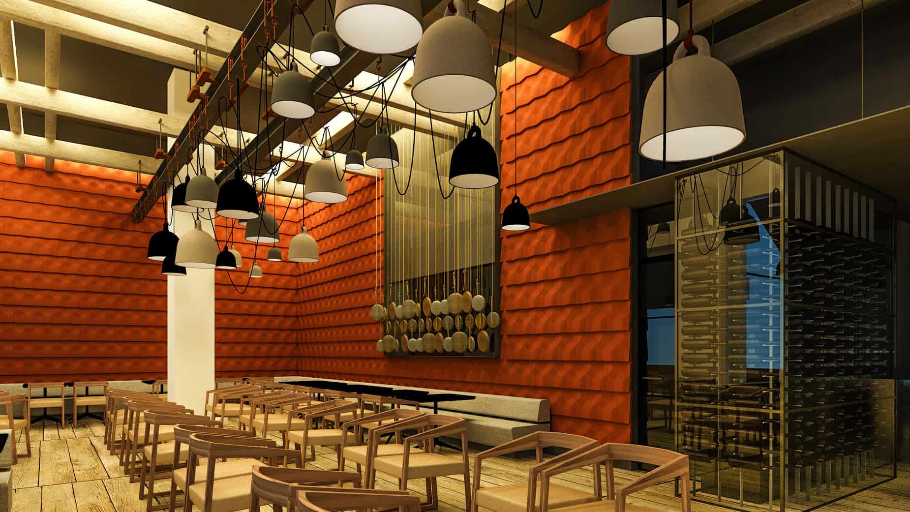 Diamant Clay Wall Tiles at Smoke Yard Restaurant