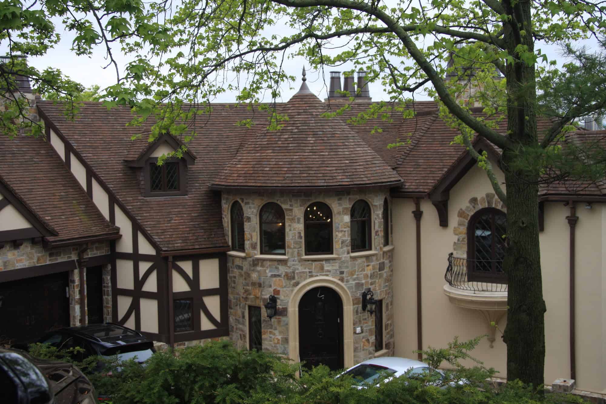 English Clay Roof Tiles on Tudor Home – Bayport, NY