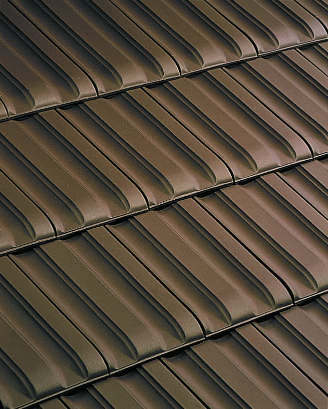 PV13 French interlocking clay roof tile in brown Vieilli Massa finish