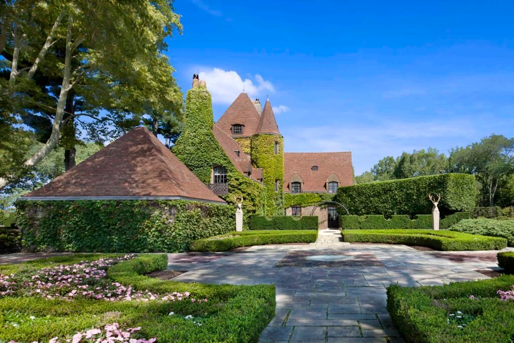 English shingle clay roof tiles on a traditional home in Connecticut